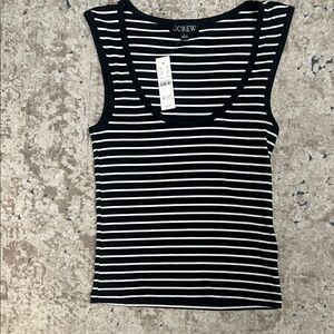 J. Crew Black and White Striped Tank Top